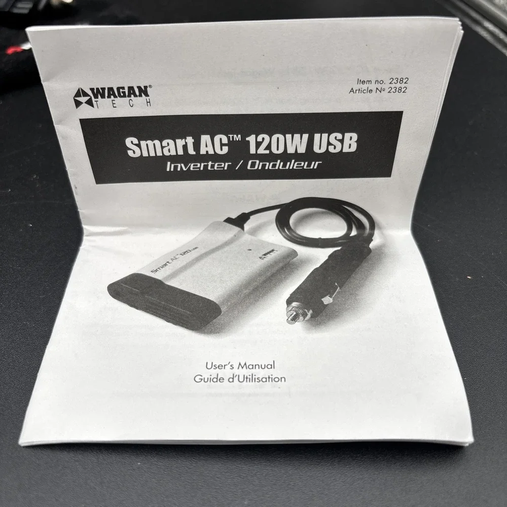 Wagan Tech Smart AC 120W USB White Tiny Portable 12V DC - AC Power Inverter 2382